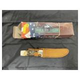Bear & Son 5' Fixed Blade Knife w/Leather Sheath