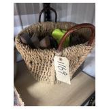 Wood/Rope Basket w/Shoe Horn - Ball Caps
