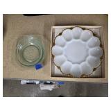 Gold Rimmed Deviled Egg Plate - Glass Bowl