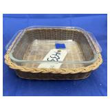 Pyrex Casserole Dish w/Wicker Basket