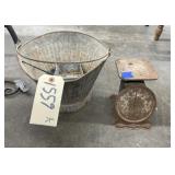 Galvanized Bucket & Vintage Kitchen Scale