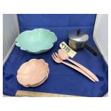 Lidded Sauce Pan - Plastic Plates w/Serving Bowl