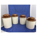 4 - Porcelain Canisters w/Lids