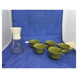 Vintage Nut Grinder & 5 Plastic Cups