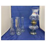 4 - Bud Bases - Clear Iridescent oil Lamp