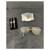 Belt Buckle - Vintage Eyeglasses - Tie Pins