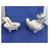 Porcelain Goose & Bathtub Shaped Soap Holder