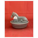 Nat'l Milk Glass Collector's Marble Trinket Box