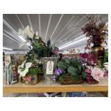 Wicker - Mosaic - Metal Planters w/Faux Flowers