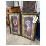2 Pcs - Framed Wall Art - Big Cats 14'x24'