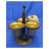 Wood/Metal Condiment Cups on Stand