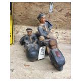 Wood Carved Motorcycle Policeman Figure - AS IS