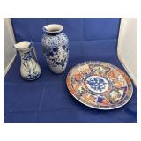 2 - Vases  1 Broken - Decorative Plate