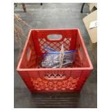 Milk Crate w/Assorted Flatware