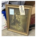 Framed Lithograph 1958 Jesus 14"x17"