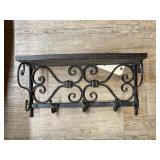 Wood/Metal Wall Shelf w/Key Hooks 20'x8'