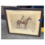 Man O War Original Etching Circa 1930's Signed