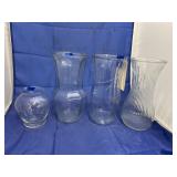 4 - Clear Glass Vases
