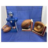 Vintage Football Toy & Porcelain Bookends