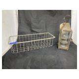 Wire Basket & Glass Oil Lantern