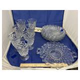 7 - Fostoria Cups - 5 Fostoria Plates & Tray