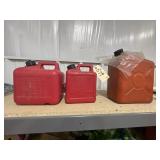 3 - Plastic Gas Cans - Assorted Sizes