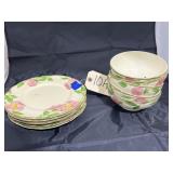 10 Pcs Franciscan Pottery 5 Bowls 1 is chipped