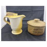 Stoneware Coffee Filter Canister & Plastic Pitcher