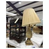Wooden Wine Rack & Table Lamp - As Is