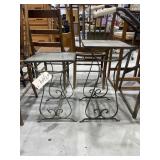 Pair Metal Glass Topped Tables
