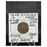 1868 Indian Head Cent RARE Key Date G6