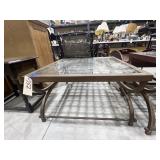 Metal Glass Topped Coffee Table 32'x32'x18'