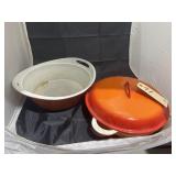 Enameled Cast Iron Serving Dish & Skillet w/Lid