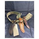 Belt & 3 Leather Knife Holsters