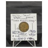 1947 Error Wheat Cent Lamination Through E & R in