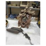 Outdoor Themed Cuckoo Clock w/Weights - As is