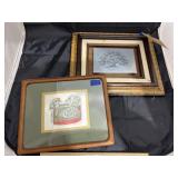 Framed Metal Etching 13'x11' & Framed Pic