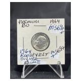 1964 Roosevelt Silver Dime Premium BU MS69++