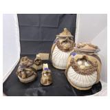5 Pcs - Stoneware Canisters - As Is