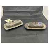 2 - Silver Toned Butter Dishes - 1 says Silver Pla