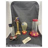 4 Pcs - Hummingbird Feeders & Candle Holder
