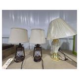 Pair Lantern Shaped Table Lamps & Table Lamp