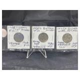 1908, 1930S, & 1945 D (3) RARE Nickels 08 ï¿½Vï¿½,30 S