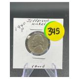 1940-P Jefferson Nickel V Good