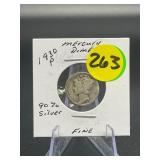 1930-P 90% Silver Mercury Dime Fine