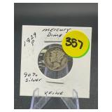 1929-P 90% Silver Mercury Dime - Very Fine