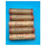 5 Rolls - 1944D Wheat Cents