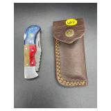 Folding Knife w/Leather Holster