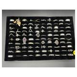 Tray of 100 Silver Toned Rings