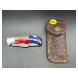 Folding Knife w/Leather Sheath